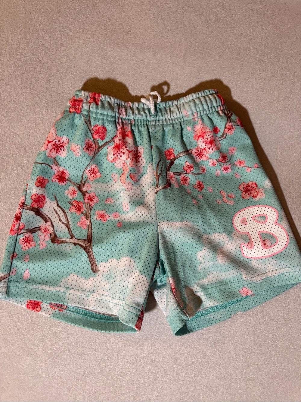 🌸 BKTSQD Bucket Squad Cherry Blossom Spring Sky Mesh Shorts Youth Medium